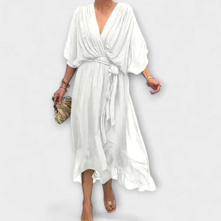 Amoura | Robe en mousseline à col en V