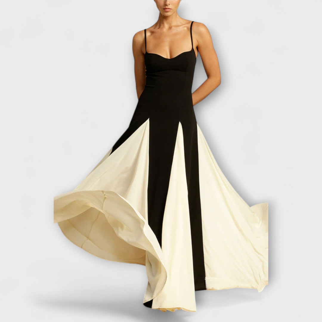 Ember - Robe longue trapèze élégante classique à empiècements en tulle