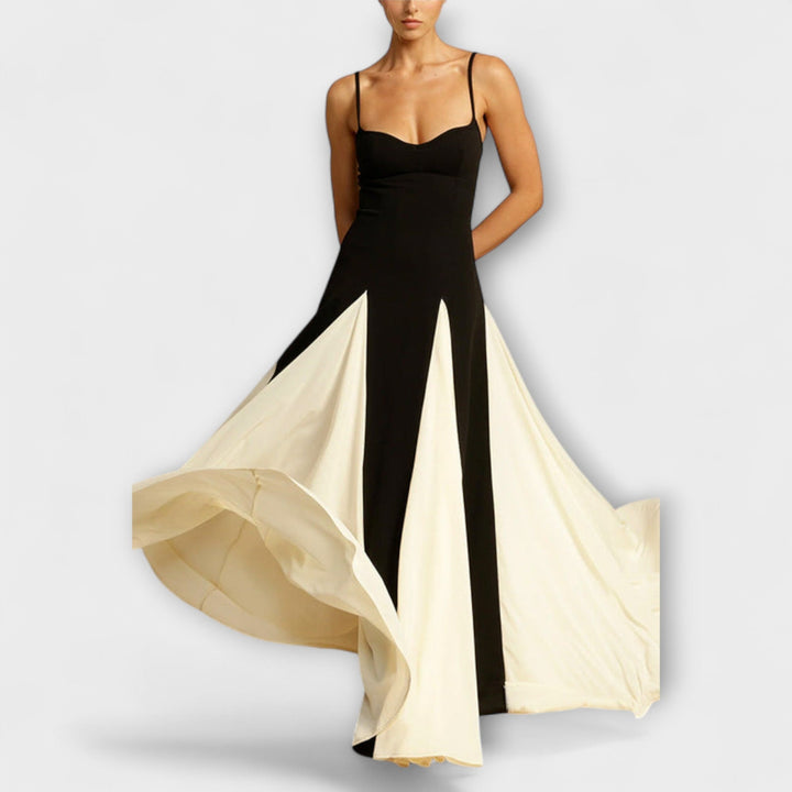 Ember - Robe longue trapèze élégante classique à empiècements en tulle