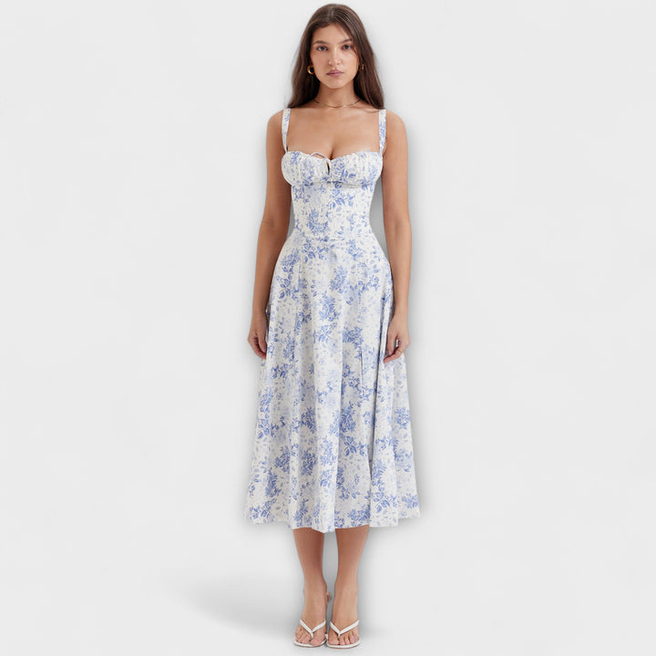 Zipporas - Robe bustier cintrée à imprimé floral printanier moderne