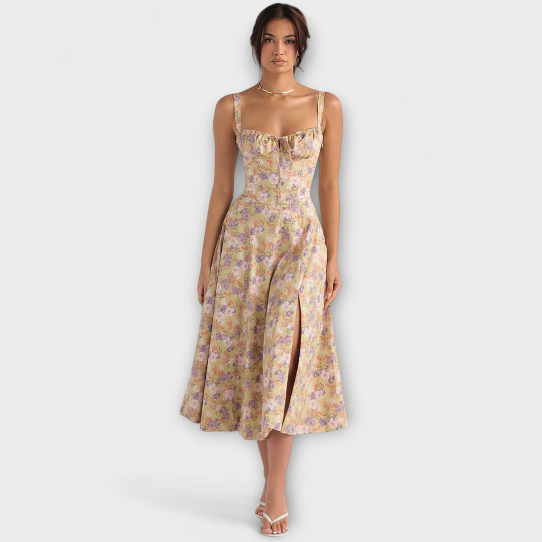 Zipporas - Robe bustier cintrée à imprimé floral printanier moderne