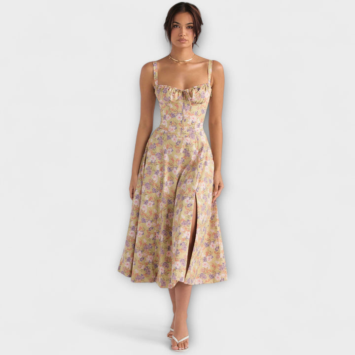 Zipporas - Robe bustier cintrée à imprimé floral printanier moderne