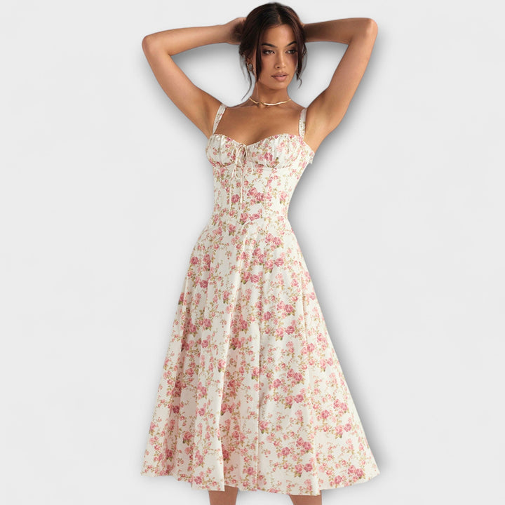 Zipporas - Robe bustier cintrée à imprimé floral printanier moderne