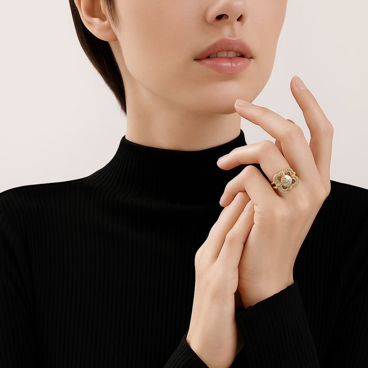 Bague en or vintage avec zircons
