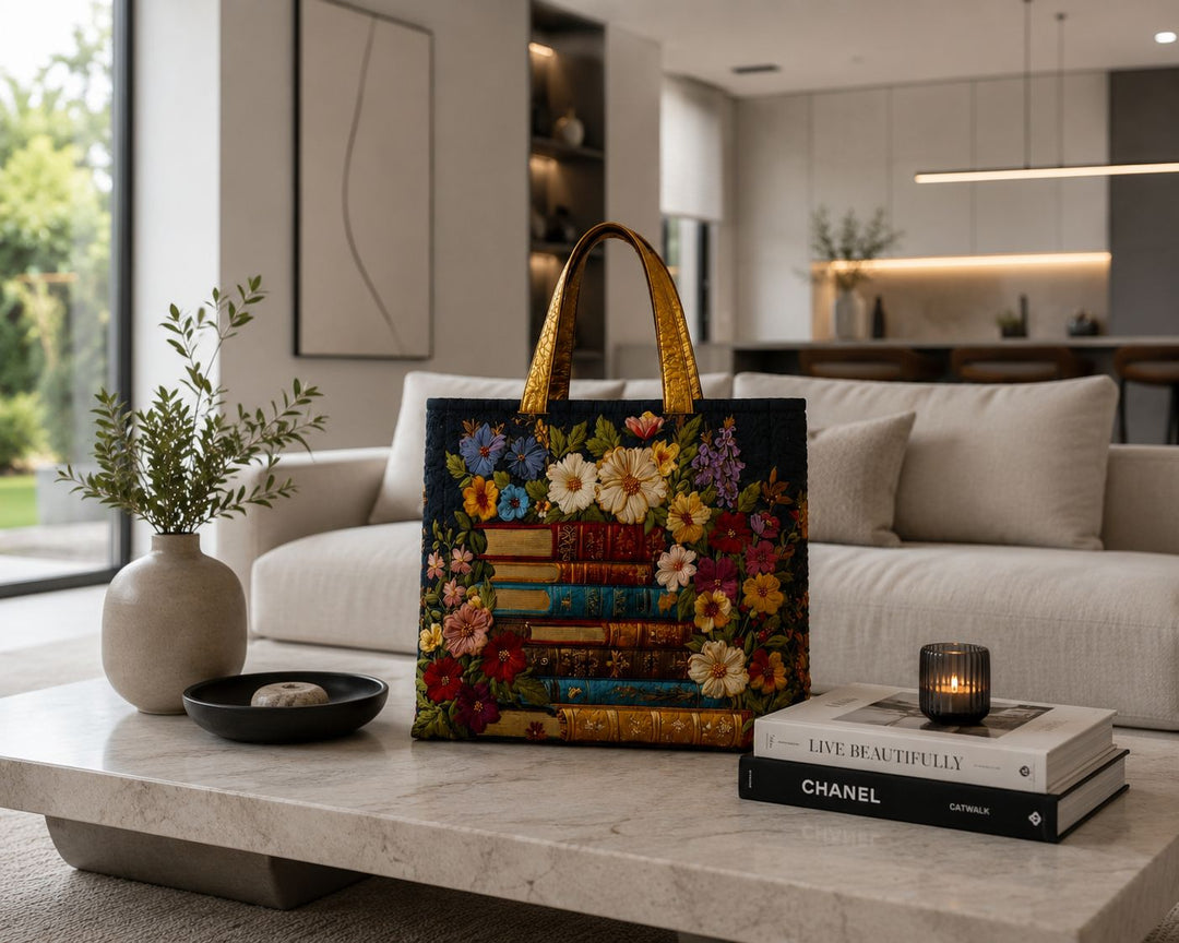 SAC MATELASSÉ | FLORAL ET LIVRES