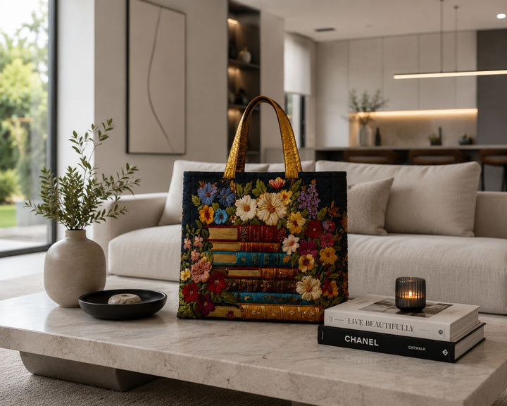 SAC MATELASSÉ | FLORAL ET LIVRES