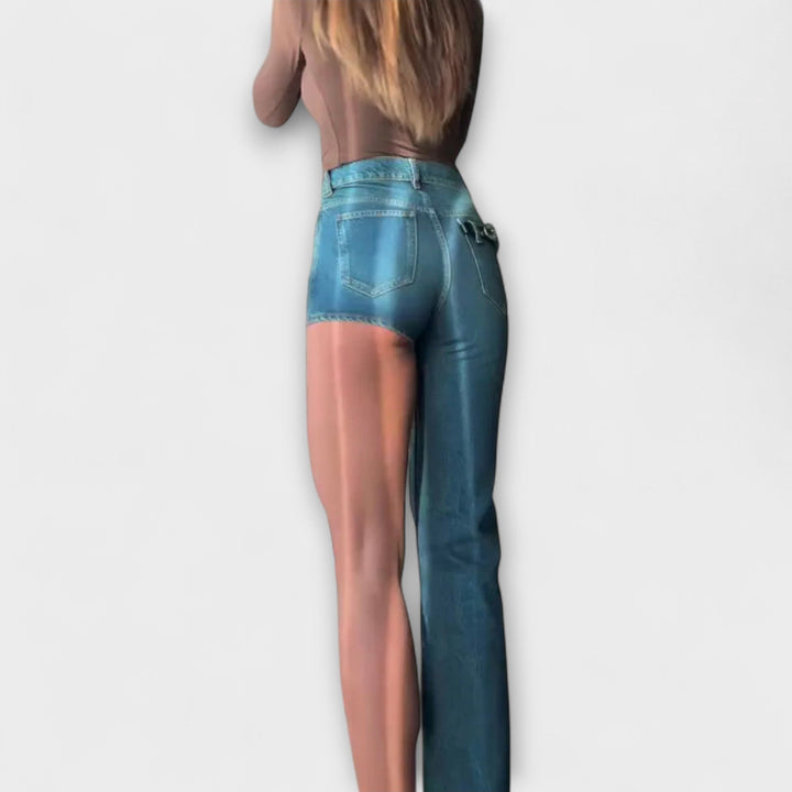 Astra - Short asymétrique tendance en denim à bretelle unique