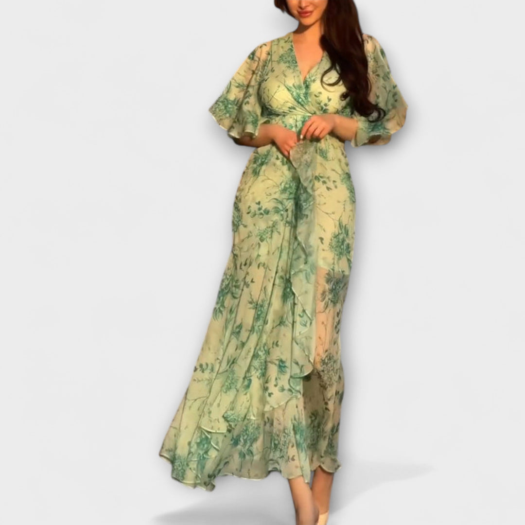 Lana - Chic robe florale à col en V
