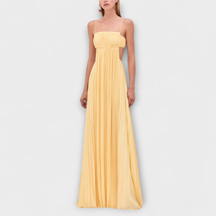 Mireille | Robe maxi fluide chic plissée à découpes