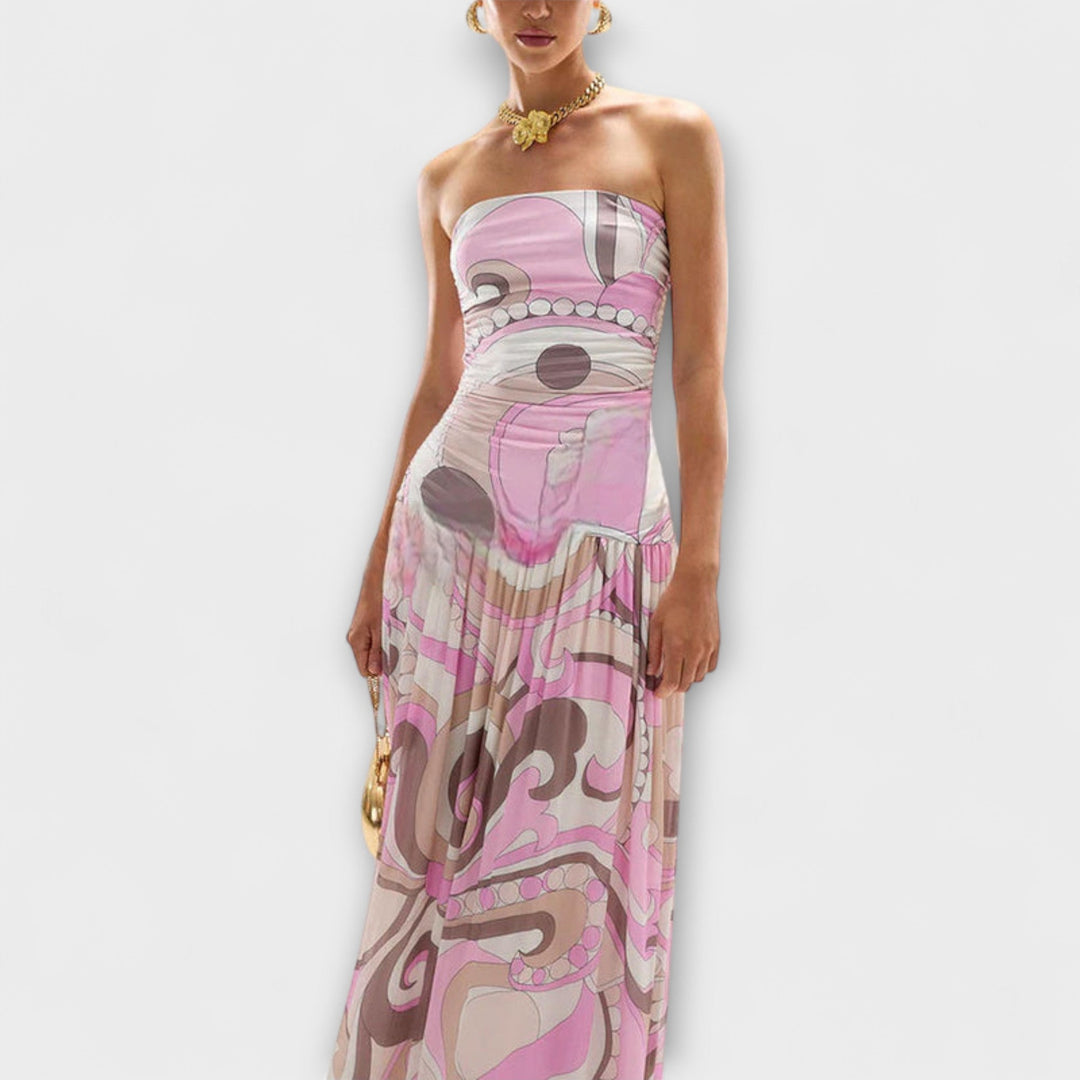 Tatum | Superbe robe maxi pastel épaules dénudées
