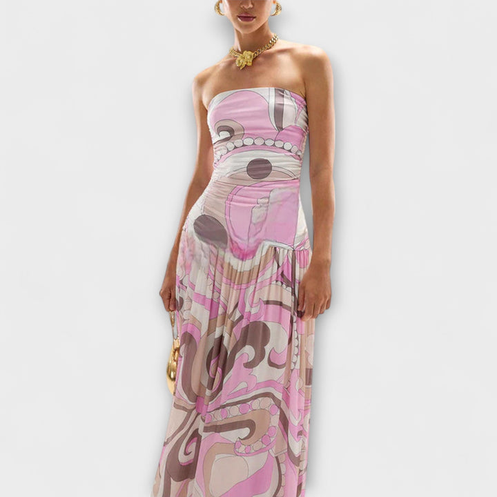 Tatum | Superbe robe maxi pastel épaules dénudées