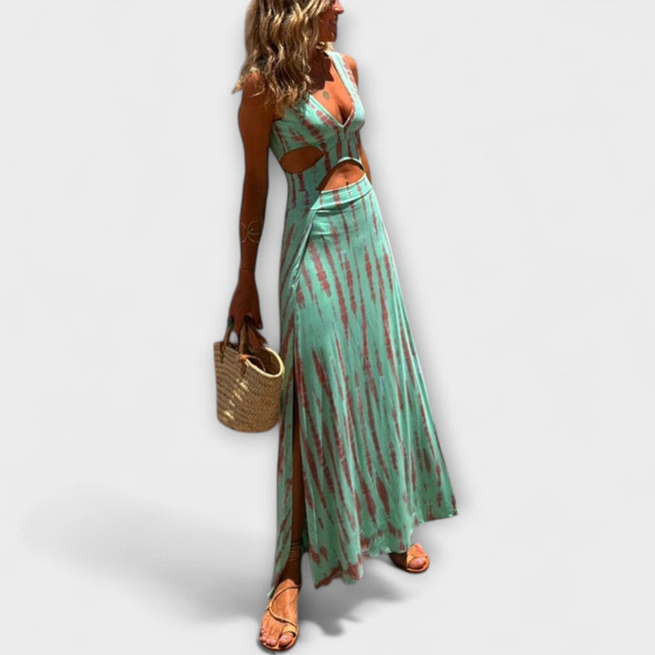 Ella | Robe stretch Eleanor tie-dye à découpes et fente