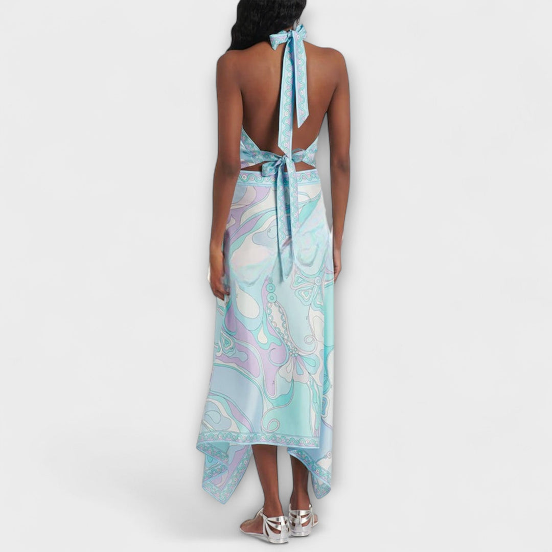 Everly - Ensemble haut à tour de cou et jupe midi asymétrique