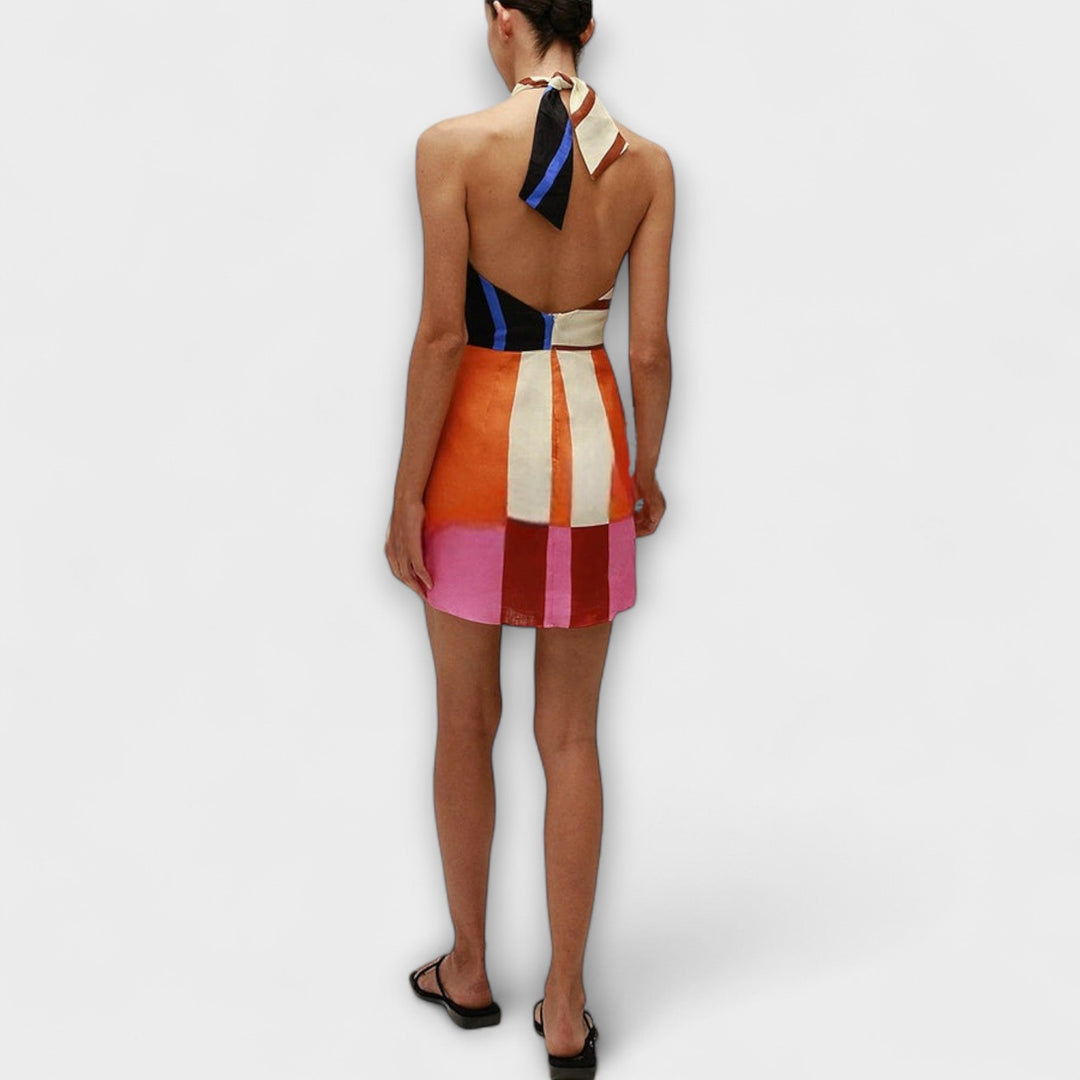 Jeniah - Mini-robe ample à bretelles croisées et liens à nouer