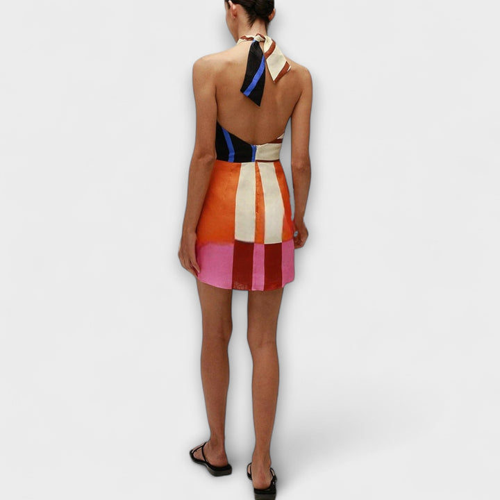 Jeniah - Mini-robe ample à bretelles croisées et liens à nouer