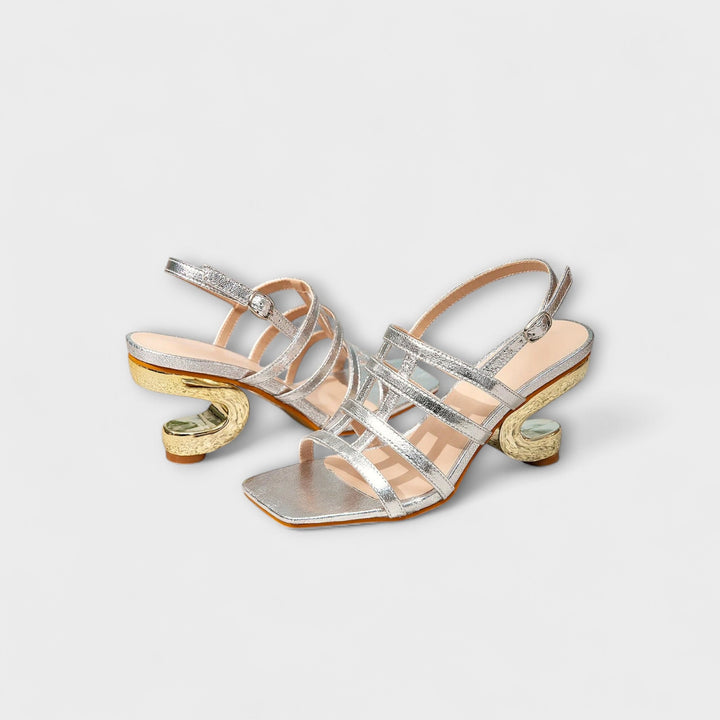 Nicole | Sandales slingback métallisées brillantes