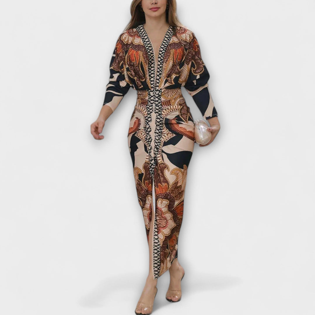 Cleo – Robe midi dolman à imprimé brésilien