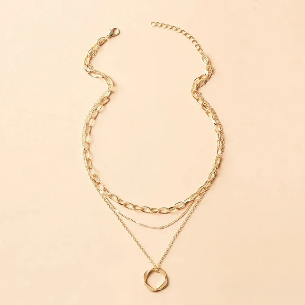 Collier rétro doré à plusieurs rangs