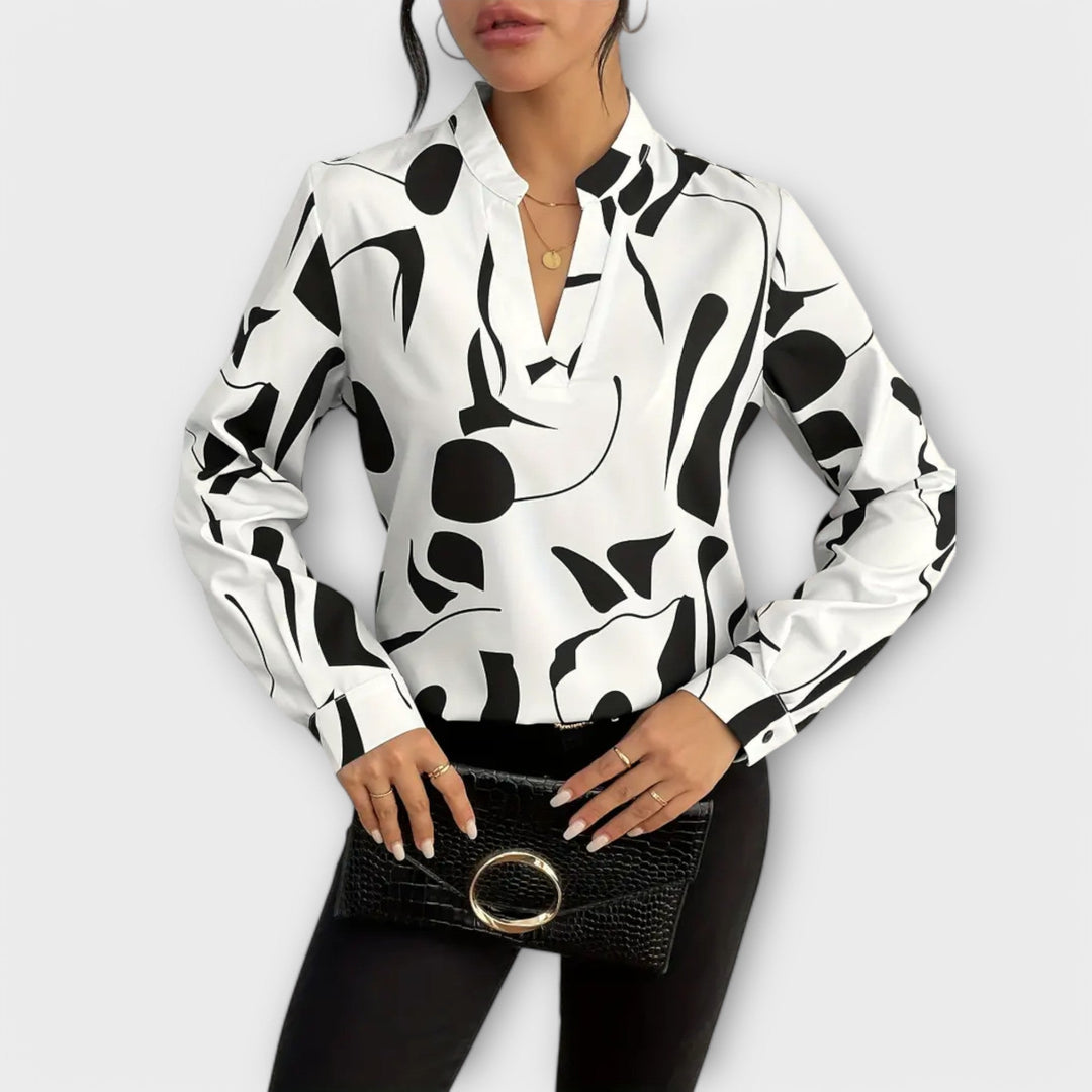 Edith - Élégante blouse à manches longues et col pointu