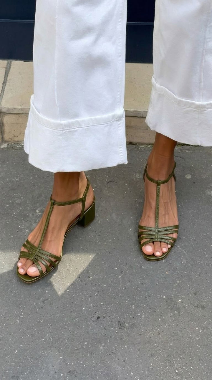 Ladina | Sandales dorées à talons pour le quotidien