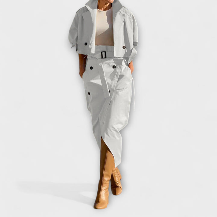 Lyra - Élégante veste et jupe midi avec poches