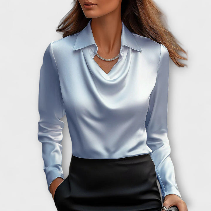 Meli - Blouse brillante à col froncé