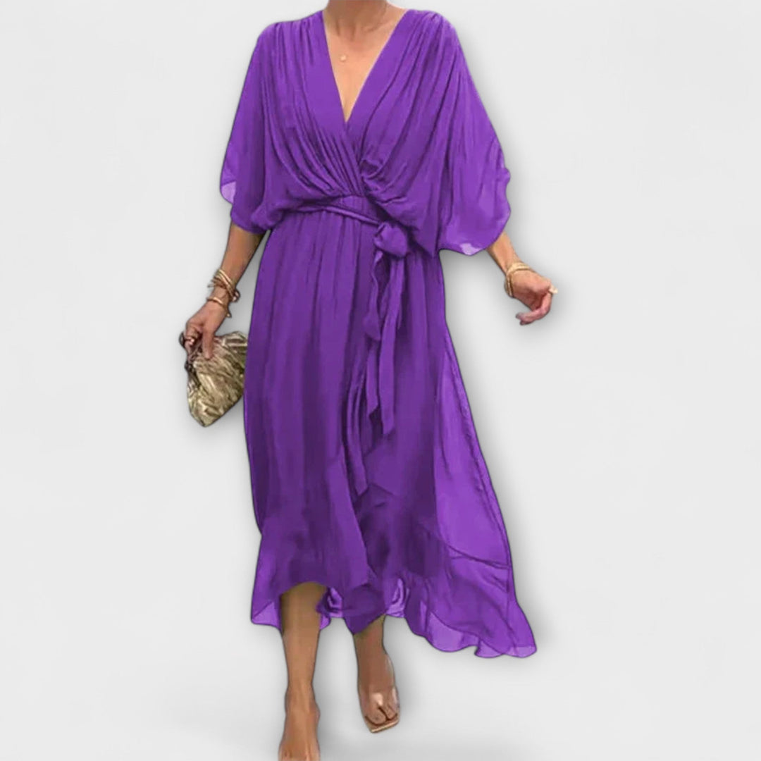 Amoura | Robe en mousseline à col en V