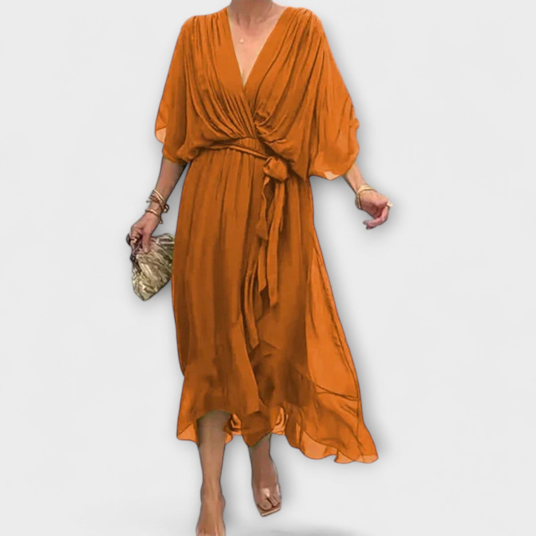 Amoura | Robe en mousseline à col en V