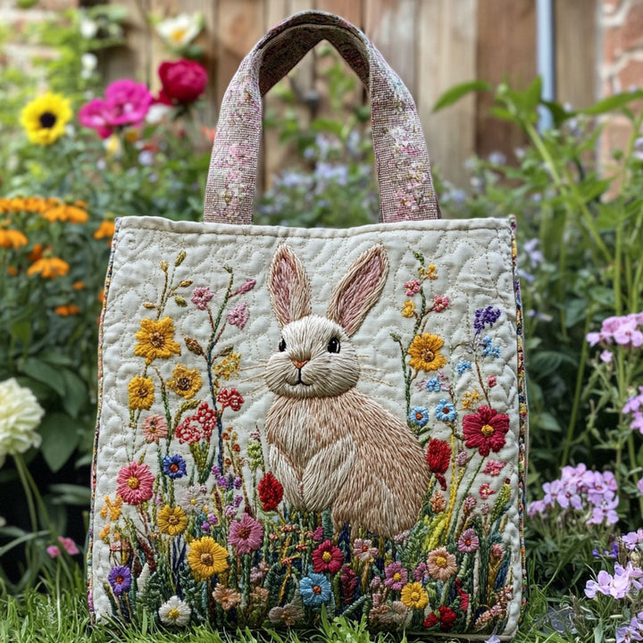 SAC MATELASSÉ | LAPIN ET FLEURS