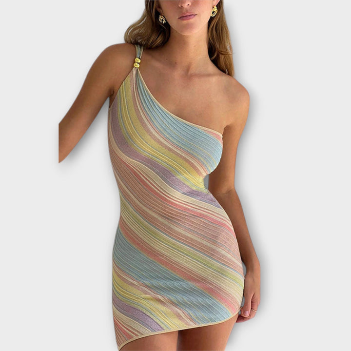 Kira - Mini-robe tendance en maille à une épaule