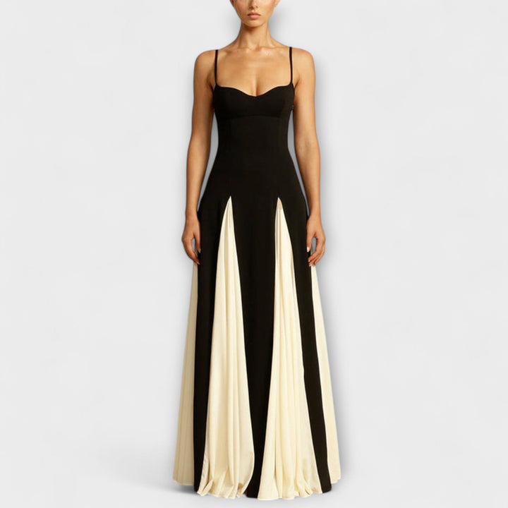 Ember - Robe longue trapèze élégante classique à empiècements en tulle