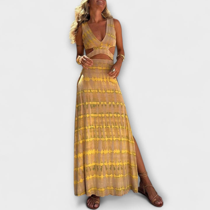 Ella | Robe stretch Eleanor tie-dye à découpes et fente