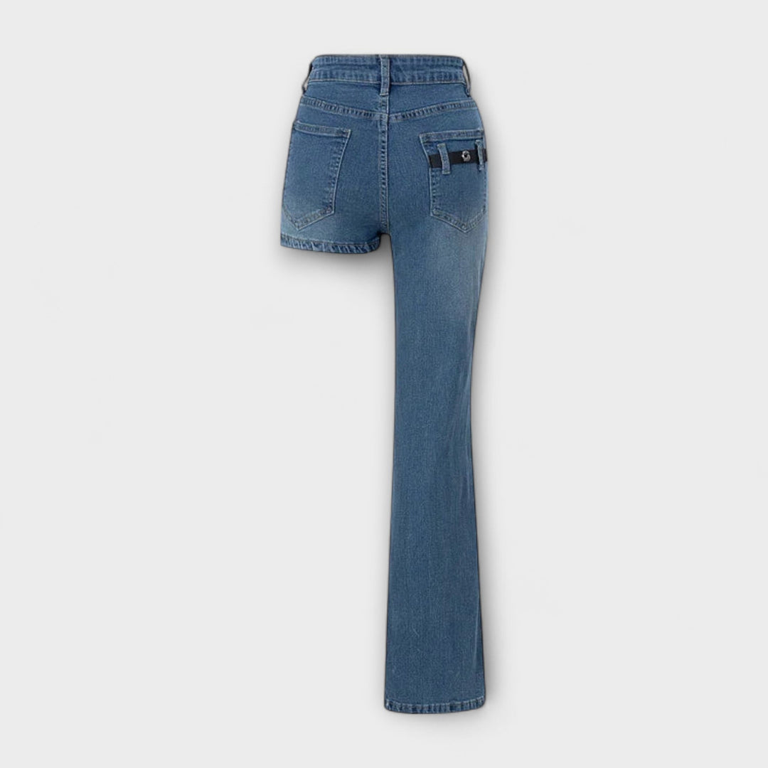 Astra - Short asymétrique tendance en denim à bretelle unique