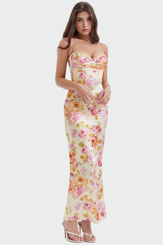 Adriana | Élégante robe maxi à motif fleuri