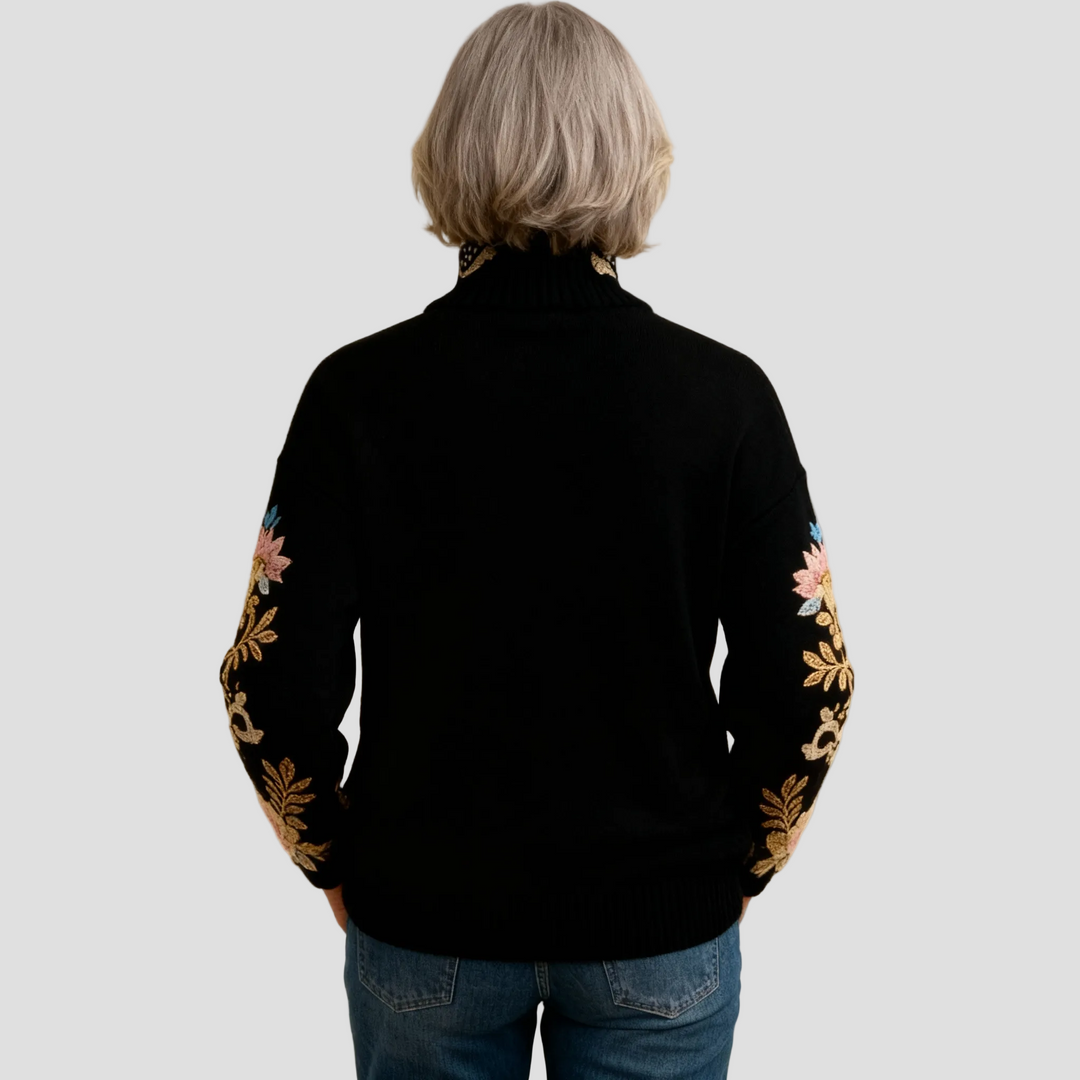 AVA | PULL TRICOTÉ FLEURI VINTAGE