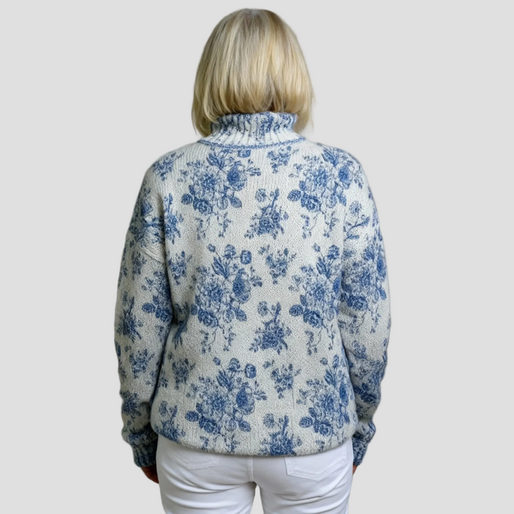 MAISIE | PULL COL ROULÉ TRICOTÉ FLEURI