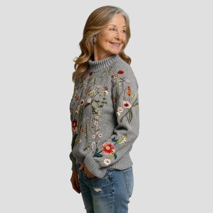 FREYA | PULL TRICOTÉ FLEURI VINTAGE