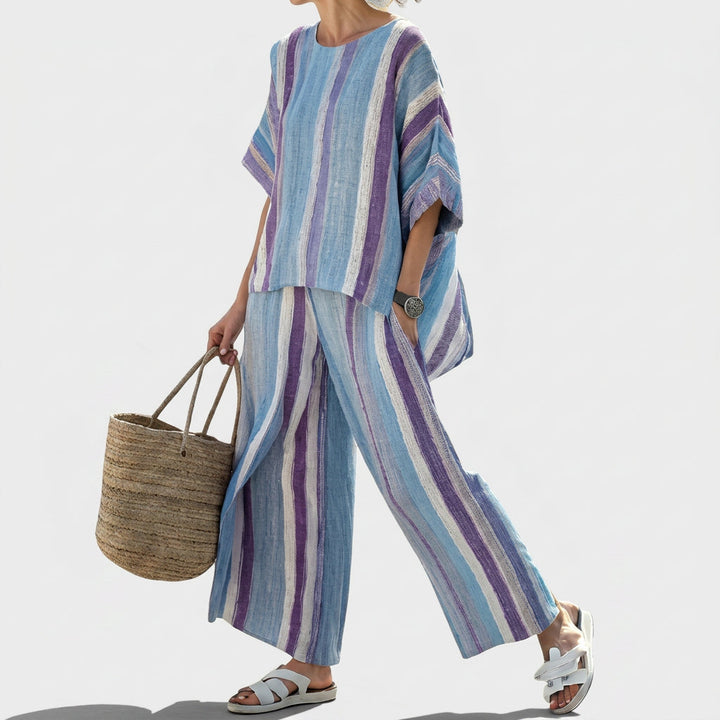 Laura | Ensemble rayé mauve