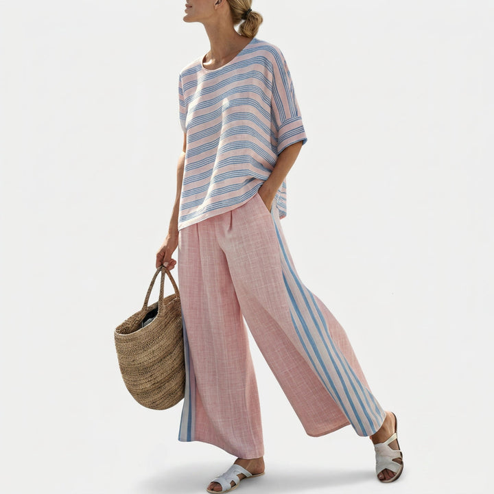 Cecília - Ensemble en lin et bambou rose