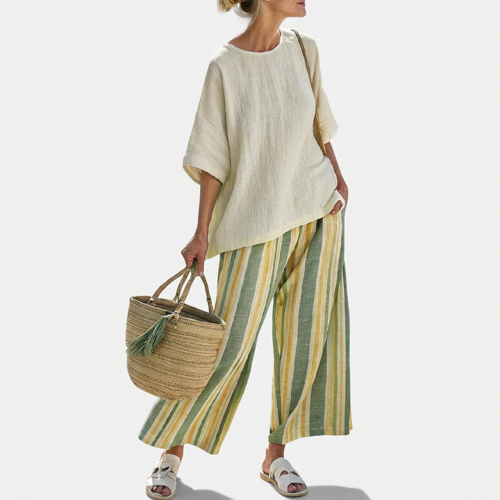 Olívia - Ensemble en lin et bambou couleur olive