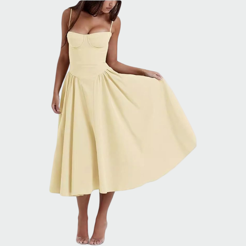 Jaroslava | Robe maxi en satin à haut structuré