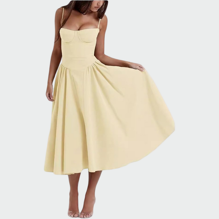 Jaroslava | Robe maxi en satin à haut structuré