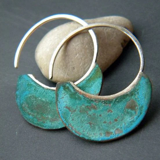 Boucles d'oreilles vintage turquoise patinées