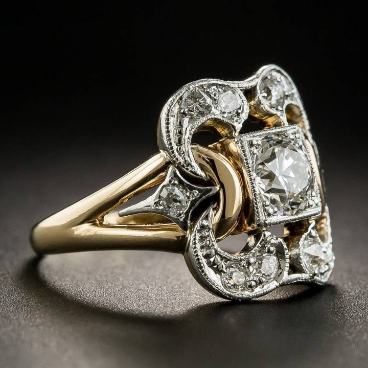 Bague en or vintage avec zircons