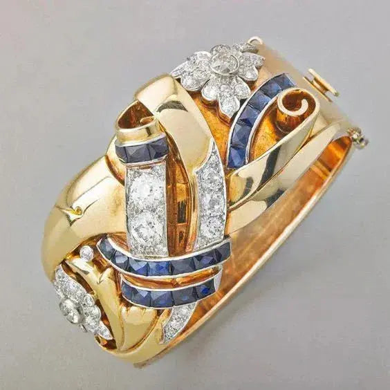 Bague en or vintage avec zircon bleu