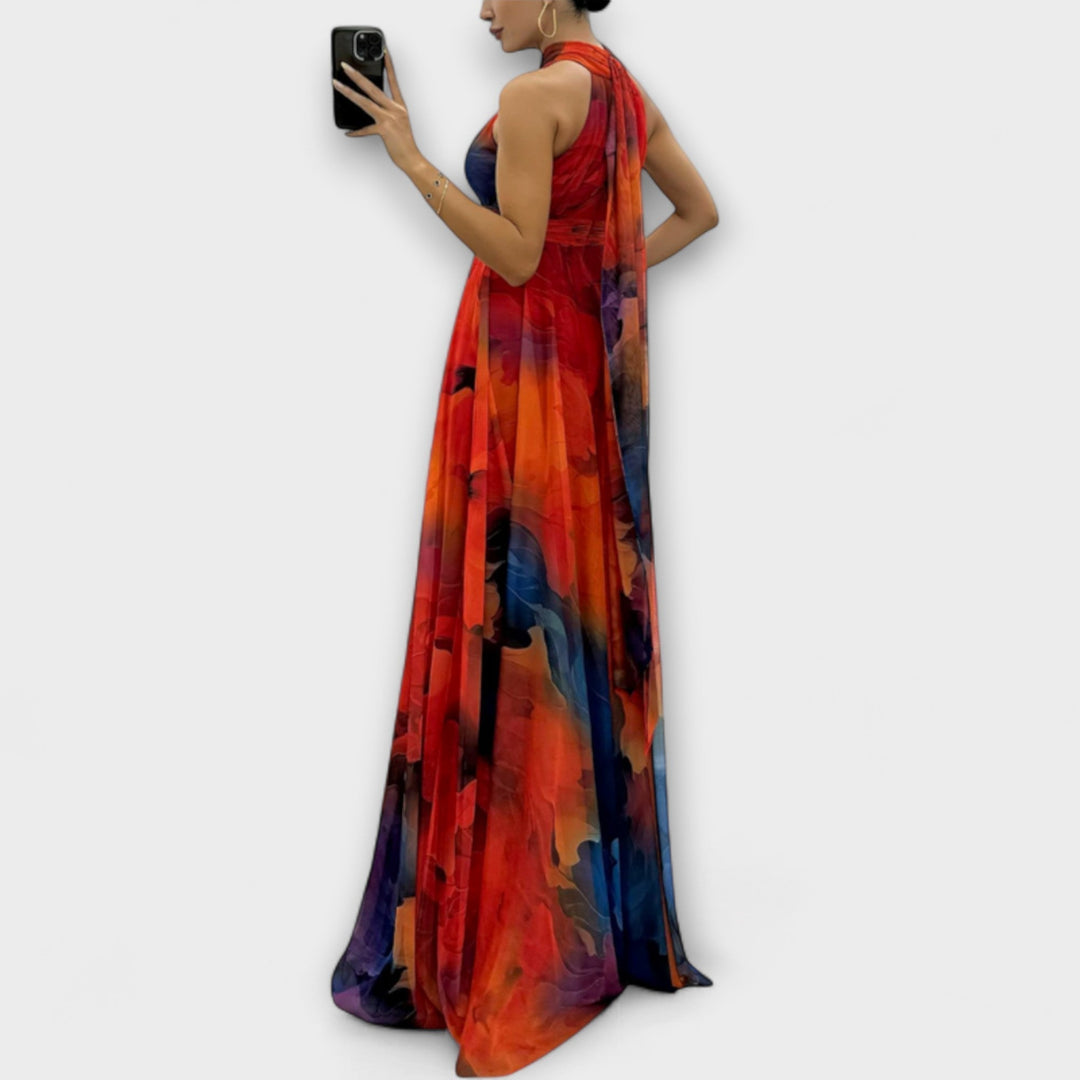 Isalie – Robe maxi en mousseline à motif fleuri