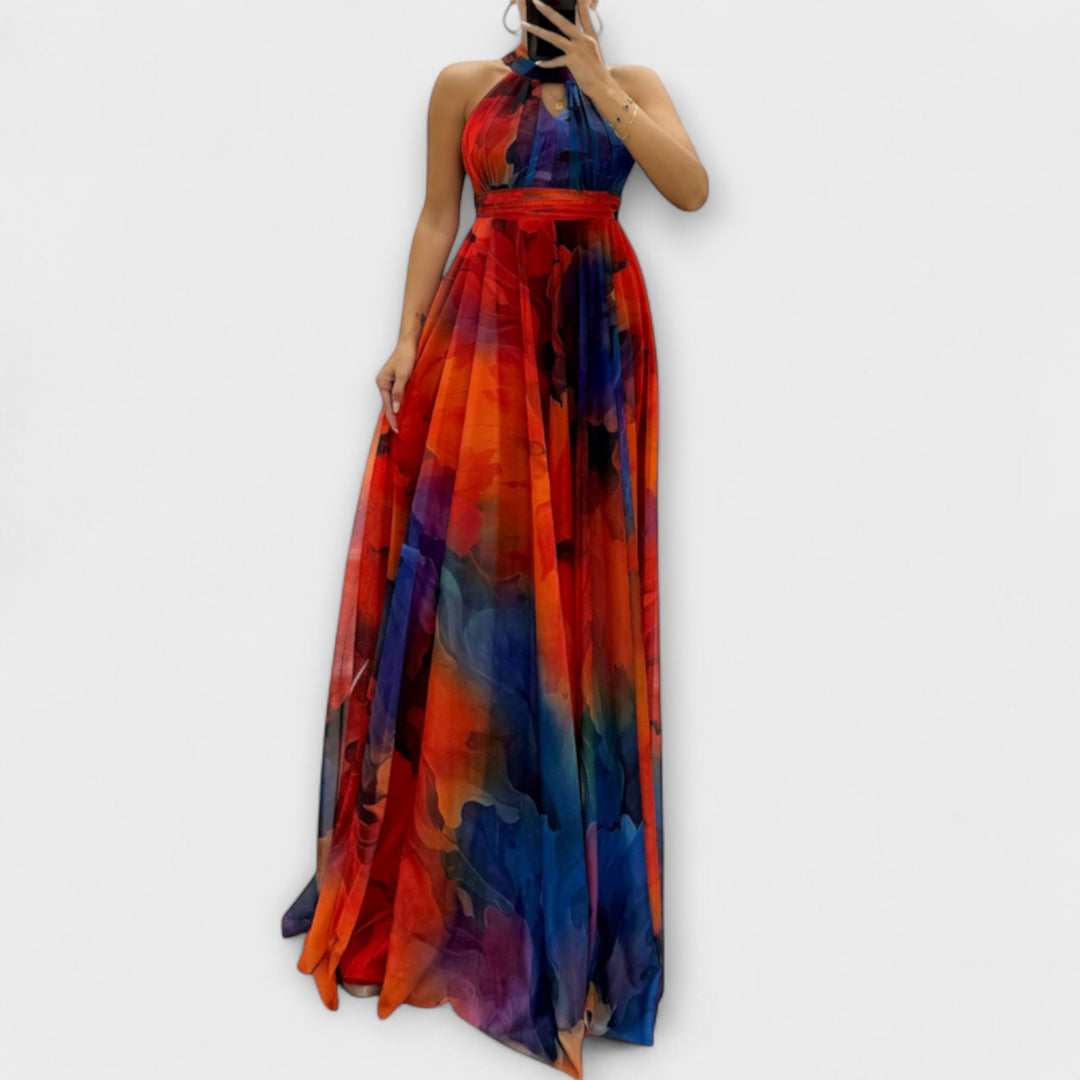 Isalie – Robe maxi en mousseline à motif fleuri