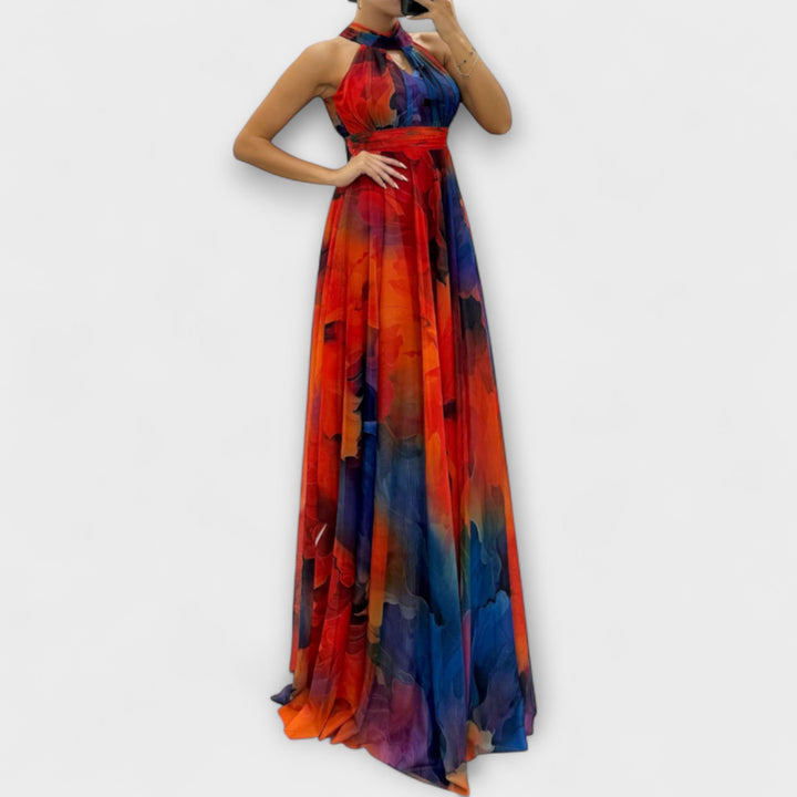 Isalie – Robe maxi en mousseline à motif fleuri