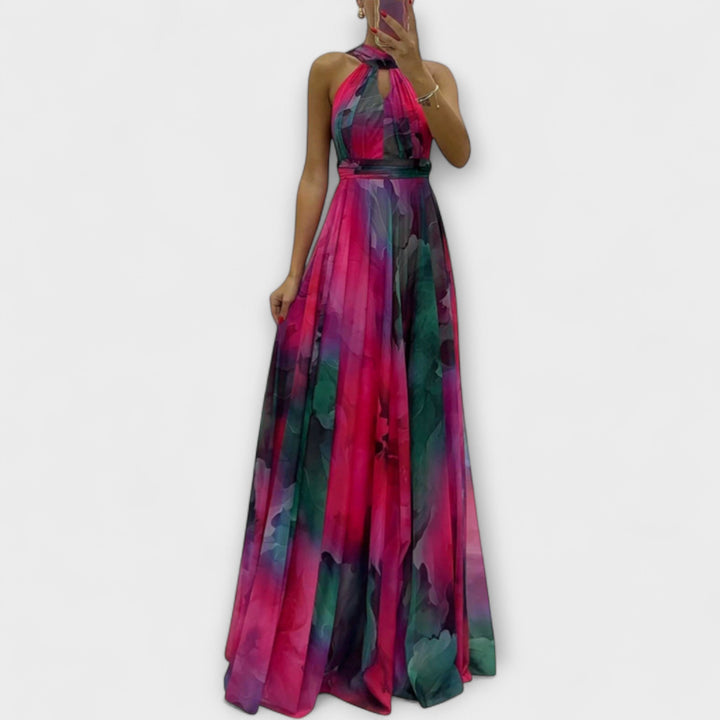 Isalie – Robe maxi en mousseline à motif fleuri