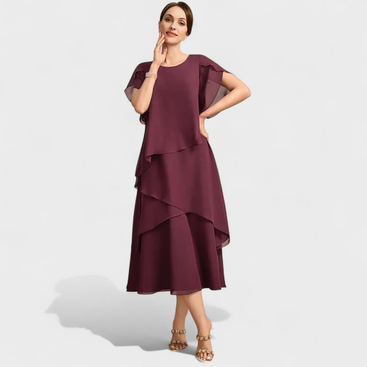 Denise | Robe en mousseline à double couche et manches transparentes